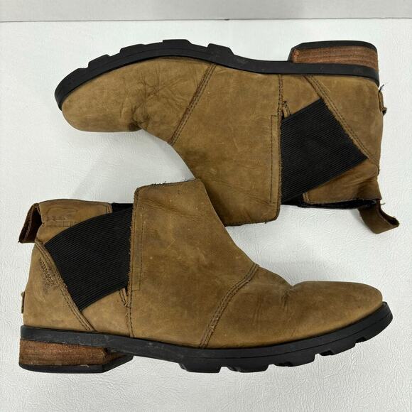 Sorel Emelie Chelsea Ankle Boots Waterproof Brown Suede Leather Women's Size 8 - Picture 2 of 8